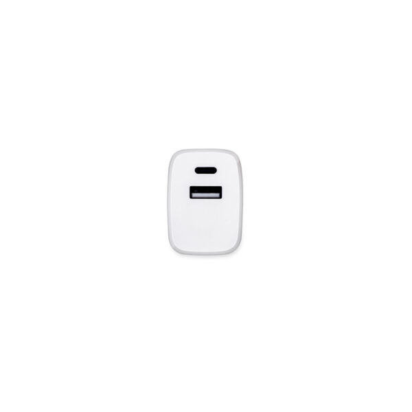 WEGENER. Adaptador de corrente com porta USB-A 18W e USB-C 20W em ABS 100% reciclado