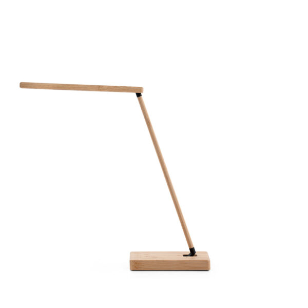MOREY. Luminária com carregador por indução super-rápido (15W), em bambu