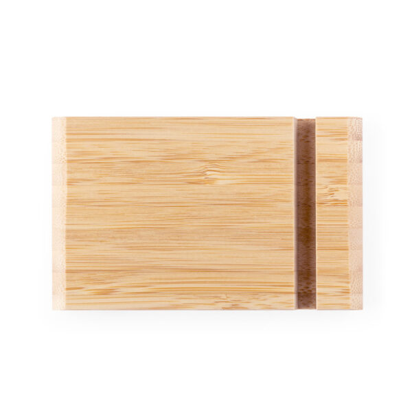 HABER. Suporte para celular com duas canaletas de tamanhos diferentes, em bambu