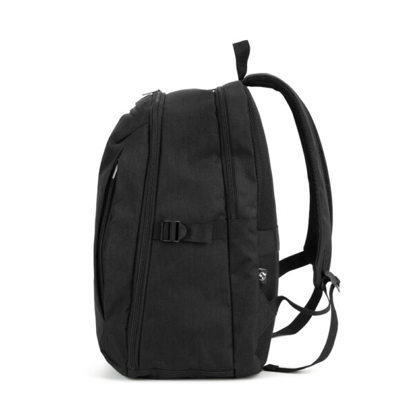 UDINE. Mochila com um compartimento de abertura total em poliéster reciclado 300D de alta densidade (16″)