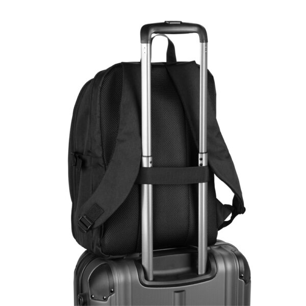 UDINE. Mochila com um compartimento de abertura total em poliéster reciclado 300D de alta densidade (16″)