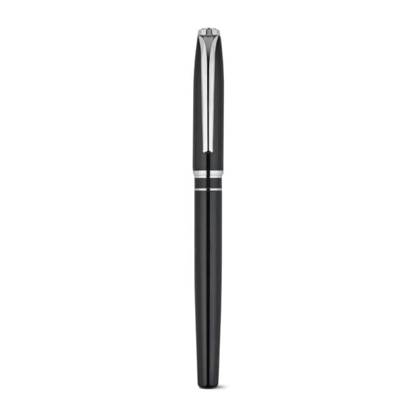 SARAMAGO. Set premium de 1 caneta esferográfica e 1 caneta roller em cobre e aço inox, com escrita em azul