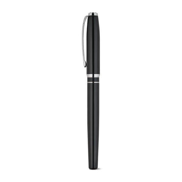SARAMAGO. Set premium de 1 caneta esferográfica e 1 caneta roller em cobre e aço inox, com escrita em azul