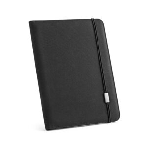 STIGGER. Pasta A4 em poliéster 100% reciclado 300D com caderno de páginas pautadas