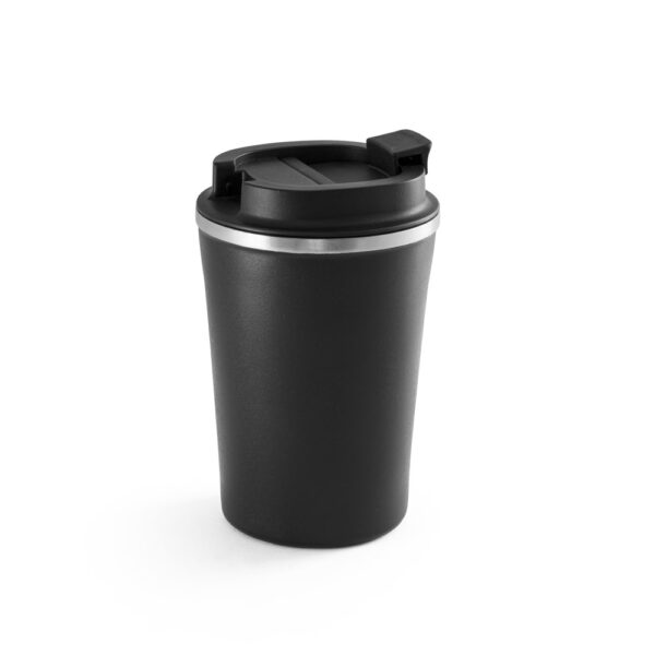 PHELPS. Copo de viagem térmico em aço inox e PP, de parede dupla isolada a vácuo (470 mL)