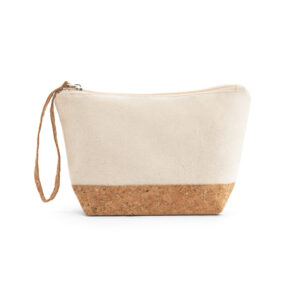 BLANCHETT. Bolsa de cosméticos 100% de algodão (280 g/m²) com detalhes em cortiça
