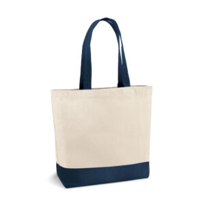 EDMONTON. Sacola 100% algodão canvas (280 g/m²) com bolso interior e alças e fundo coloridos