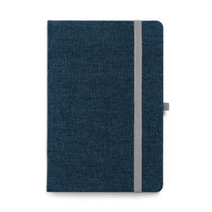DENIM. Caderno A5 de capa dura em tecido tipo jeans com páginas pautadas