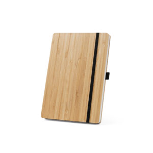 GAIMAN. Conjunto de caderno A5 em bambu com páginas pautadas e caneta esferográfica em bambu