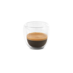 EXPRESSO. Conjunto de café em vidro borossilicato, com 2 copos de parede dupla isolada a ar (75 mL)