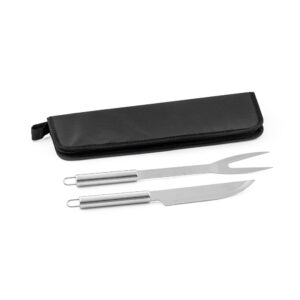 DURAND. Kit churrasco em estojo de 210D com 2 utensílios em aço inox