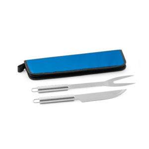 DURAND. Kit churrasco em estojo de 210D com 2 utensílios em aço inox