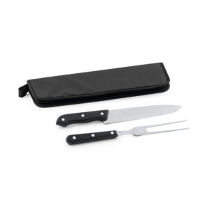 JULLEMIER. Kit churrasco em estojo de 210D com 2 utensílios em aço inox e PP