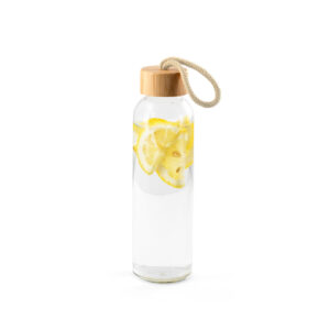 SOLER BAMBU. Squeeze para sublimação em vidro com tampa em bambu (500 mL)