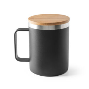 LAUDA. Copo de viagem térmico em aço inox 90% reciclado de parede dupla isolada a vácuo (420 mL)