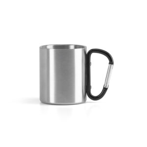 WINGS. Caneca em aço inox, com pega em forma e função de mosquetão (230 mL)