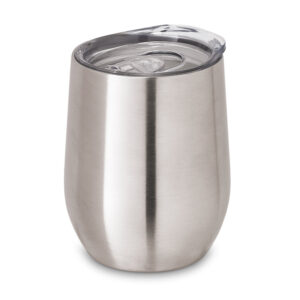 RONDE. Copo de viagem térmico em aço inox de parede dupla isolada a vácuo (400 mL)