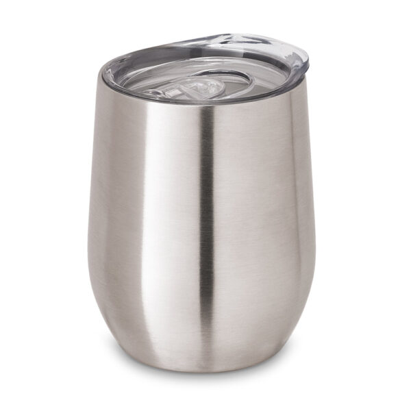 RONDE. Copo de viagem térmico em aço inox de parede dupla isolada a vácuo (400 mL)
