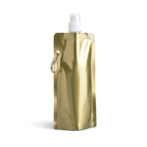 GILDED. Squeeze dobrável em PE com bico de sistema "push-pull" e acabamento metalizado (460 mL)