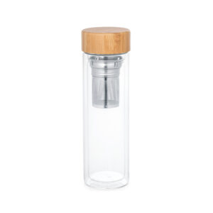 MAKAROVA. Garrafa térmica em vidro borossilicato de parede dupla isolada a ar, com 2 infusores (490 mL)