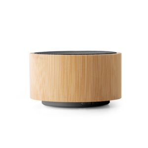 ARBER. Caixa de som portátil com microfone e autonomia de 2h (300 mAh), em bambu e ABS