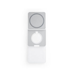 BROGLIE. Carregador magnético por indução super-rápido (wireless), dobrável, que permite carregar três dispositivos simultaneamente, em ABS 100% reciclado