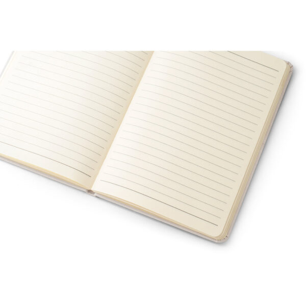 MONDRIAN. Caderno A5 de capa dura em poliéster 100% reciclado, com tratamento antibacteriano e páginas pautadas