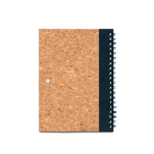 VICENTE. Caderno B6 de capa dura em cortiça e PET 100% reciclado, com páginas lisas recicladas