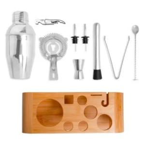 KIT BAR COM BASE EM BAMBU - 11 PÇS