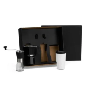 KIT CAFETEIRA, MOEDOR E COPO TÉRMICO - 3 PÇS