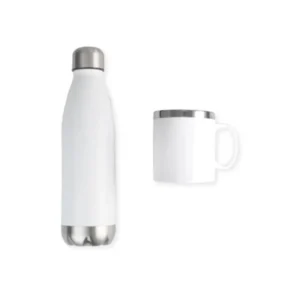 KIT COM GARRAFA E CANECA BRANCA