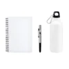 KIT COM SQUEEZE, CANETA E CADERNO – BRANCO – 3 PÇS