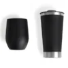 KIT DE COPOS TÉRMICOS EM AÇO INOX – 340ML / 500ML – PRETO – 2 PÇS