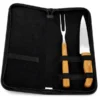 KIT GARFO, FACA  INOX/BAMBU COM ESTOJO E AVENTAL – 4 PÇS