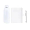 KIT GARRAFA, CADERNO E CANETA – BRANCO – 3 PÇS