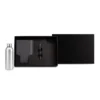 KIT GARRAFA, CADERNO E CANETA – CINZA/PRATA – 3 PÇS