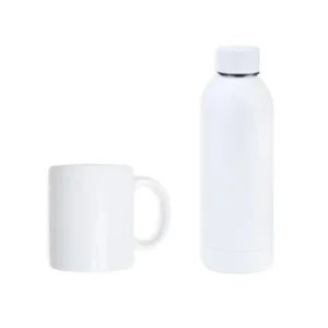 KIT GARRAFA E CANECA - BRANCO - 2 PÇS