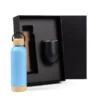 KIT GARRAFA E COPO TÉRMICO – AZUL/PRETO – 2 PÇS