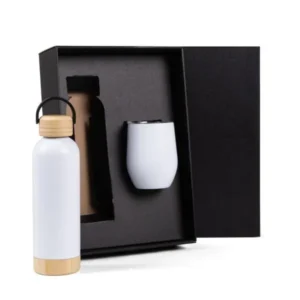 KIT GARRAFA E COPO TÉRMICO - BRANCO - 2 PÇS