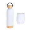 KIT GARRAFA E COPO TÉRMICO – BRANCO – 2 PÇS