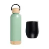 KIT GARRAFA E COPO TÉRMICO – VERDE/PRETO – 2 PÇS
