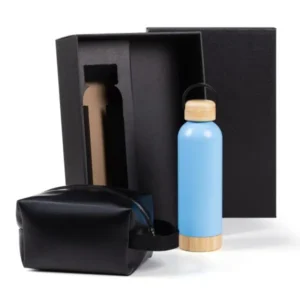 KIT GARRAFA E NECESSAIRE - AZUL/PRETO - 2 PÇS