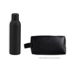KIT GARRAFA E NECESSAIRE - PRETO - 2 PÇS
