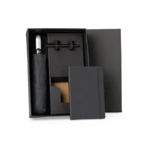 KIT GUARDA-CHUVA, CADERNO E CANETA - 3 PÇS