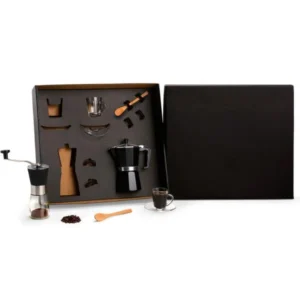 KIT PARA CAFÉ COM CAFETEIRA ITALIANA E MOEDOR - 6 PÇS