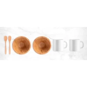 KIT PARA CAFÉ DA MANHÃ EM BAMBU - 6 PÇS
