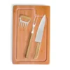 KIT PARA CHURRASCO EM BAMBU / MADEIRA / INOX – 4 PÇS