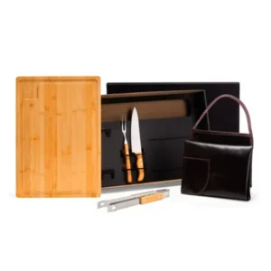 KIT PARA CHURRASCO COM AVENTAL - 5 PÇS