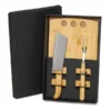 KIT PARA CHURRASCO E COZINHA EM BAMBU / MADEIRA / INOX – 3 PÇS