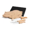 KIT PARA COZINHA COM TÁBUA PORCO EM BAMBU / MADEIRA / INOX – 4 PÇS